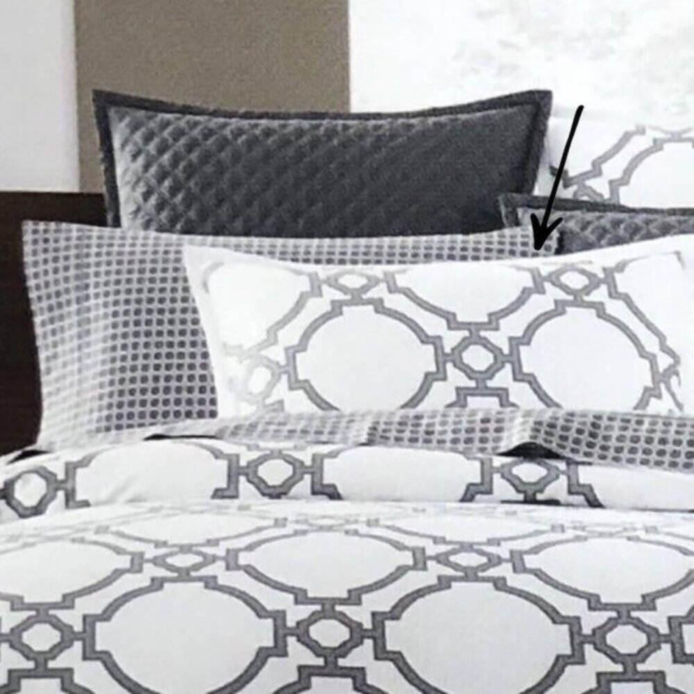 Hudson Park Trellis Printed Pique King Sham White/Charcoal